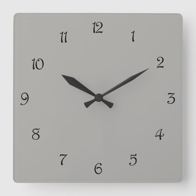 Black Script Numbers On Grey wccn Square Wall Clock (Front)