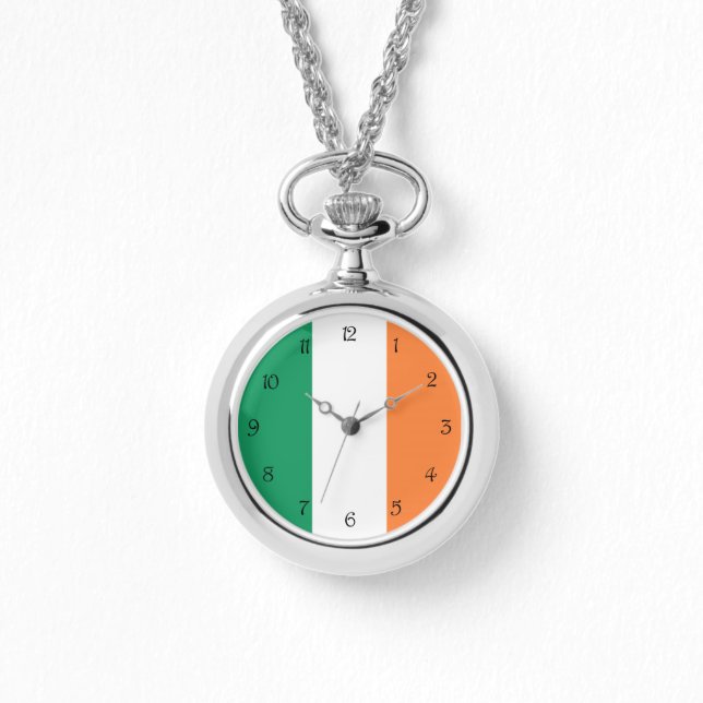 Black Script Numbers On Irish Flag wacnt Watch (Front)