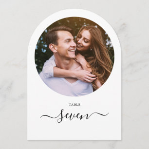 Black Script Photo Arched Table Number