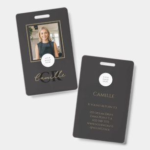 Black Script Photo Lashes Business  ID Badge