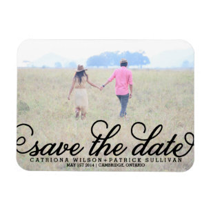 Black Script Photo Save the Date Magnets