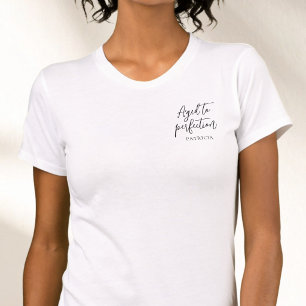 Black Script Simple Aged to Perfection Birthday T-Shirt