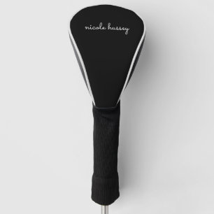 Black Script    Stylish Monogram Modern Minimalist Golf Head Cover