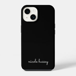 Black Script Stylish Monogram Modern Minimalist iPhone 14 Case