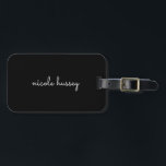 Black Script  | Stylish Monogram Modern Minimalist Luggage Tag<br><div class="desc">A simple stylish custom monogram design in an casual handwritten in striking monochrome black and white. The monogram can easily be personalised to make a design as unique as you are! The perfect trendy gift or accessory for any occasion.</div>