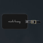 Black Script  | Stylish Monogram Modern Minimalist Luggage Tag<br><div class="desc">A simple stylish custom monogram design in an casual handwritten in striking monochrome black and white. The monogram can easily be personalised to make a design as unique as you are! The perfect trendy gift or accessory for any occasion.</div>