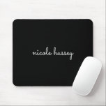 Black Script  | Stylish Monogram Modern Minimalist Mouse Pad<br><div class="desc">A simple stylish custom monogram design in an casual handwritten in striking monochrome black and white. The monogram can easily be personalised to make a design as unique as you are! The perfect trendy gift or accessory for any occasion.</div>