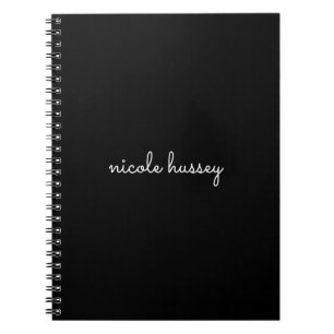 Black Script    Stylish Monogram Modern Minimalist Notebook