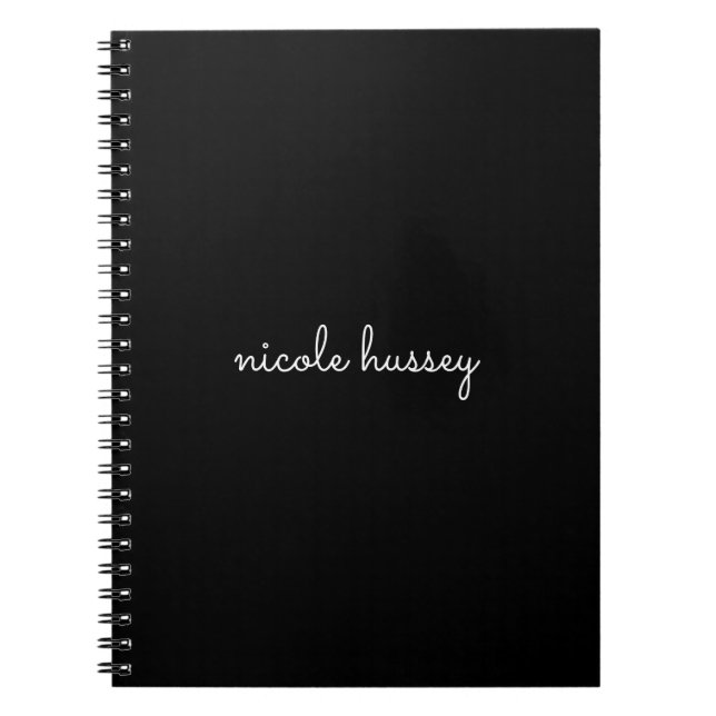 Black Script  | Stylish Monogram Modern Minimalist Notebook (Front)