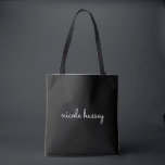 Black Script  | Stylish Monogram Modern Minimalist Tote Bag<br><div class="desc">A simple stylish custom monogram design in an casual handwritten in striking monochrome black and white. The monogram can easily be personalised to make a design as unique as you are! The perfect trendy gift or accessory for any occasion.</div>