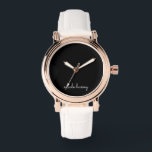 Black Script  | Stylish Monogram Modern Minimalist Watch<br><div class="desc">A simple stylish custom monogram design in an casual handwritten in striking monochrome black and white. The monogram can easily be personalised to make a design as unique as you are! The perfect trendy gift or accessory for any occasion.</div>