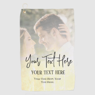 Black Script Text With Vintage Photo Golf Towel