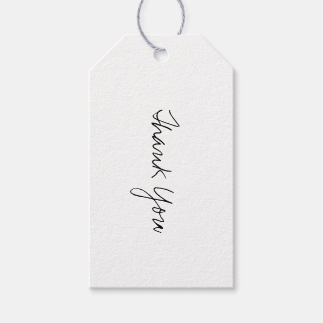 Black Script Thank You Gift Tag (Front)