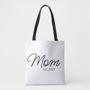Black Script Typography Established Mom Tote Bag