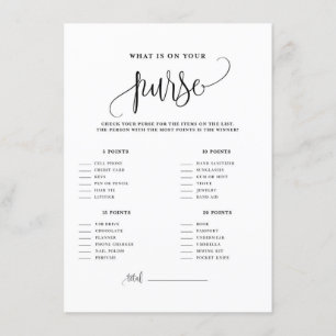 Black Script What's in Your Purse Shower Game Enclosure Card