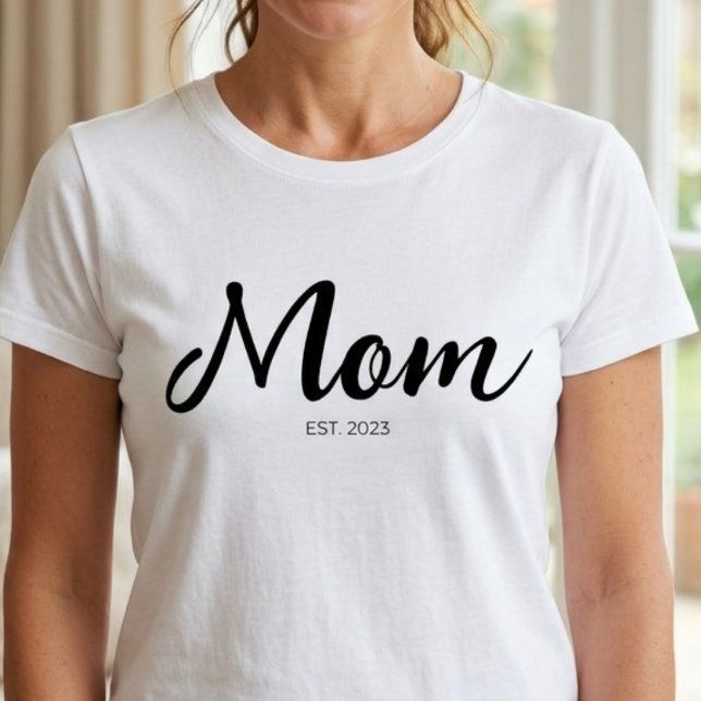 Black Script Year Established Mum T-Shirt (Creator Uploaded)