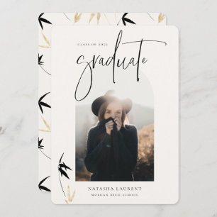 Black Scripted Portrait Graduation Arched Photo Announcement