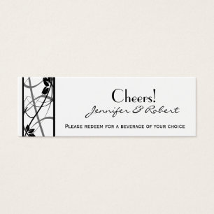 Black Scroll Border Wedding Drink Ticket