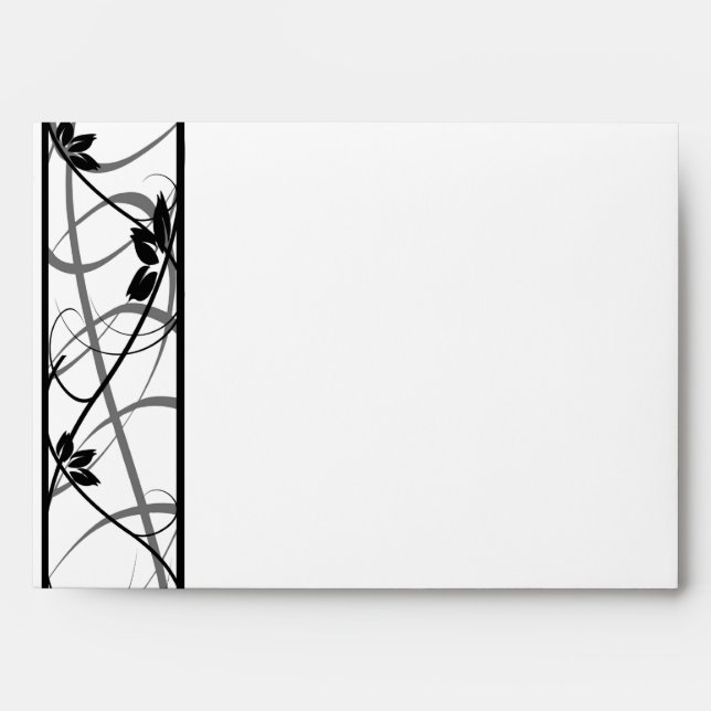 Black Scroll Border Wedding Envelope (Front)