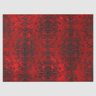 Black Scroll Designs on Shades of Red Decoupage Tissue Paper
