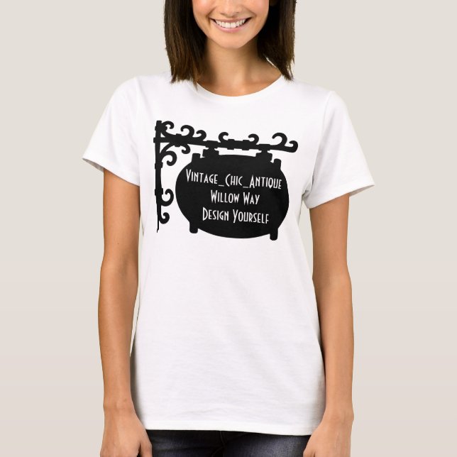 Black Scroll Sign Silhouette Advertising T Shirt (Front)