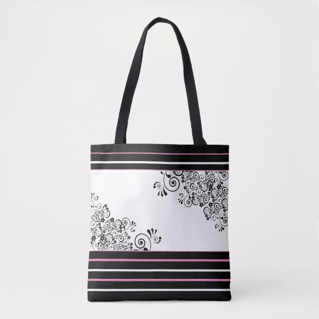 Black Scrolls Tote Bag (Front)