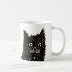 Black scruffy cat coffee mug