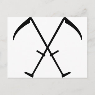 black scythe crossed icon postcard