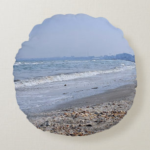 Black Sea Mamaia Beach – Constanta Romania Print Round Cushion