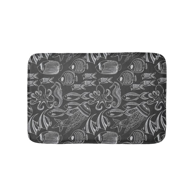 Black Sea Pattern Bath Mat (Front)