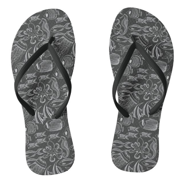 Black Sea Pattern Jandals (Footbed)