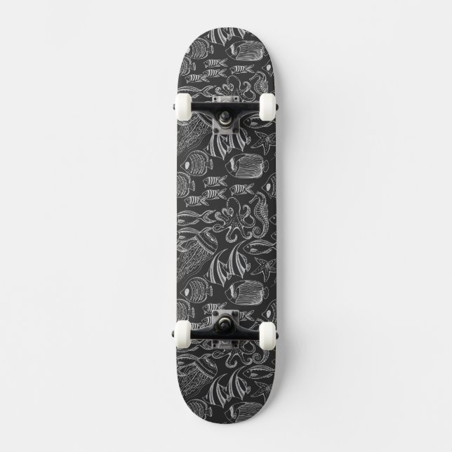 Black Sea Pattern Skateboard (Front)