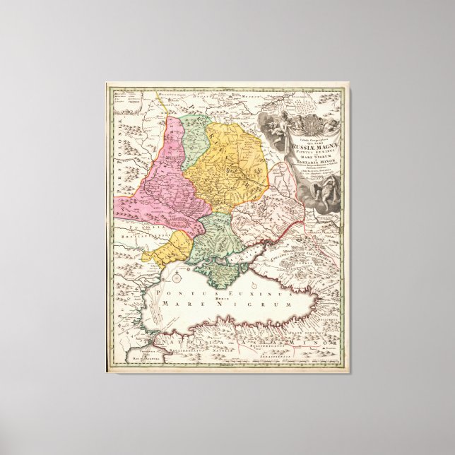 Black Sea Region Map (1720) Turkey Bulgaria Russia Canvas Print (Front)