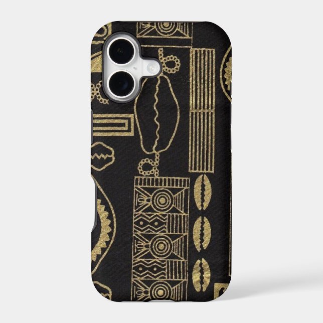 Black Sea Shell Mud Cloth iPhone Case (Back)