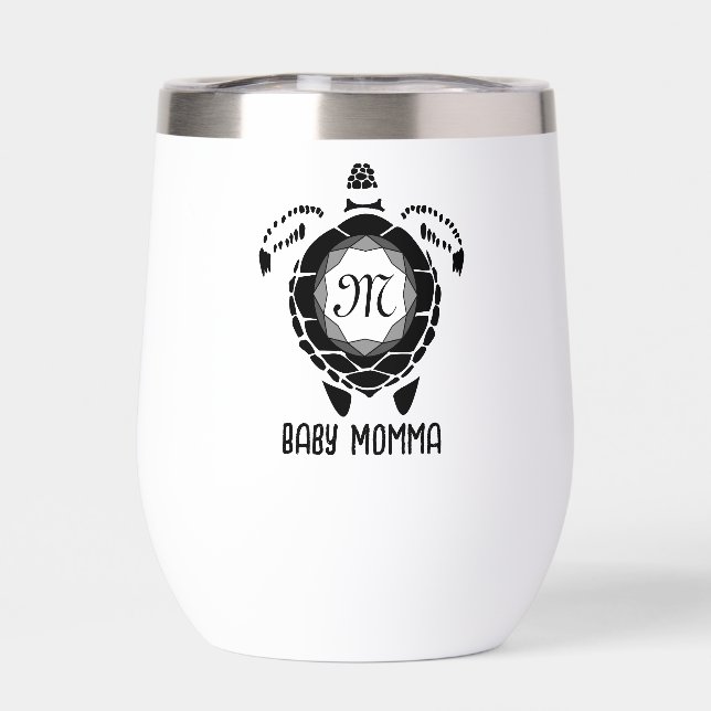 Black Sea Turtle Silhouette Customised Monogram (Back)