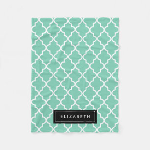 Black & Seafoam Quatrefoil Fleece Blanket
