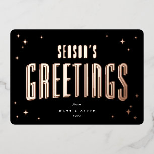 Black Season's Greetings Retro Stars Flat