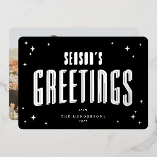 Black Season's Greetings Retro Stars Photo