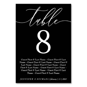 Black seat simple Modern Wedding seating Table Number