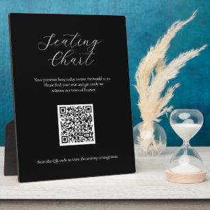 Black Seating Chart Sign with QR Code Plaque