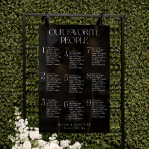 Black Seating Chart Wedding 9 Tables Acrylic Sign