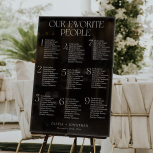 Black Seating Chart Wedding 9 Tables Acrylic Sign