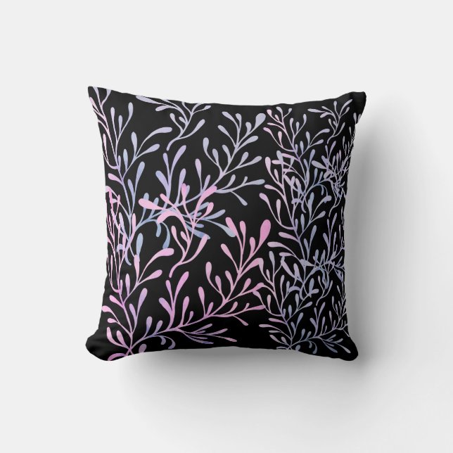 black seaweed design  cushion (Front)