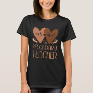 Black Secondary Teacher Black History Women Afro H T-Shirt