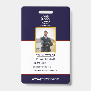 Black Security ID Badge with Photo & QR Code 
