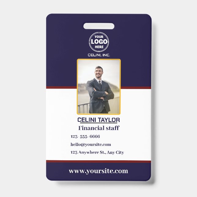 Black Security ID Badge with Photo & QR Code  (Front)