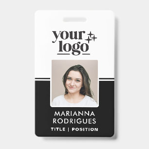 Black Security Logo Photo Barcode Employee ID Badge