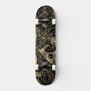Black Sepia Abstract Skateboard