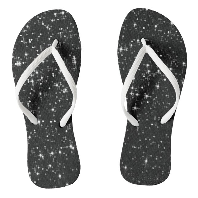 Black Sequin Effect Jandals (Footbed)