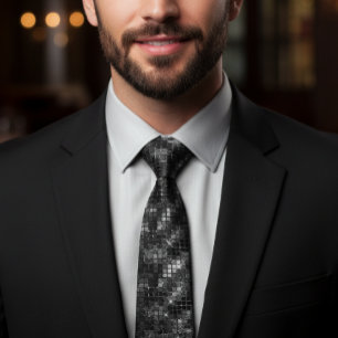 Black Sequin Glitter Look Glam Tie